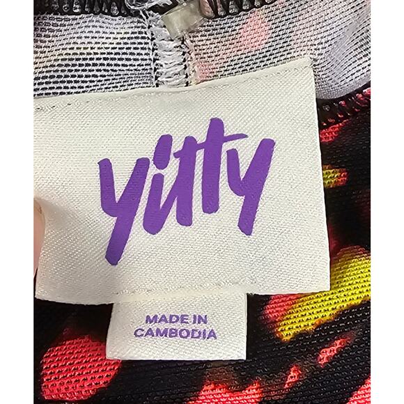 Yitty sz S thong long sleeve semi Sheer body suit lined torso EUC butterfly geo - Picture 7 of 10